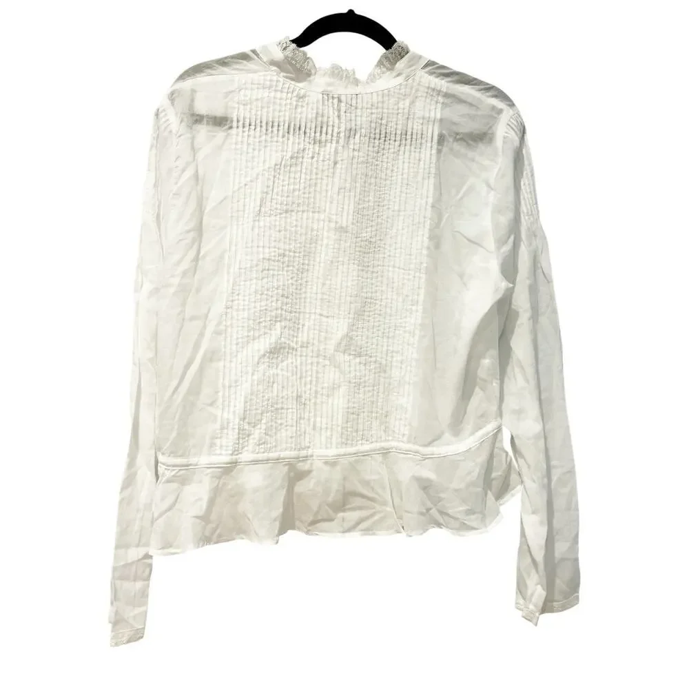 J. Crew Women's Lace-Trim Cinched-Waist Top in Cotton Voile Size Large NWT